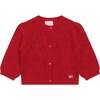 Apple Embroidered Cardigan, Red - Cardigans - 1 - thumbnail