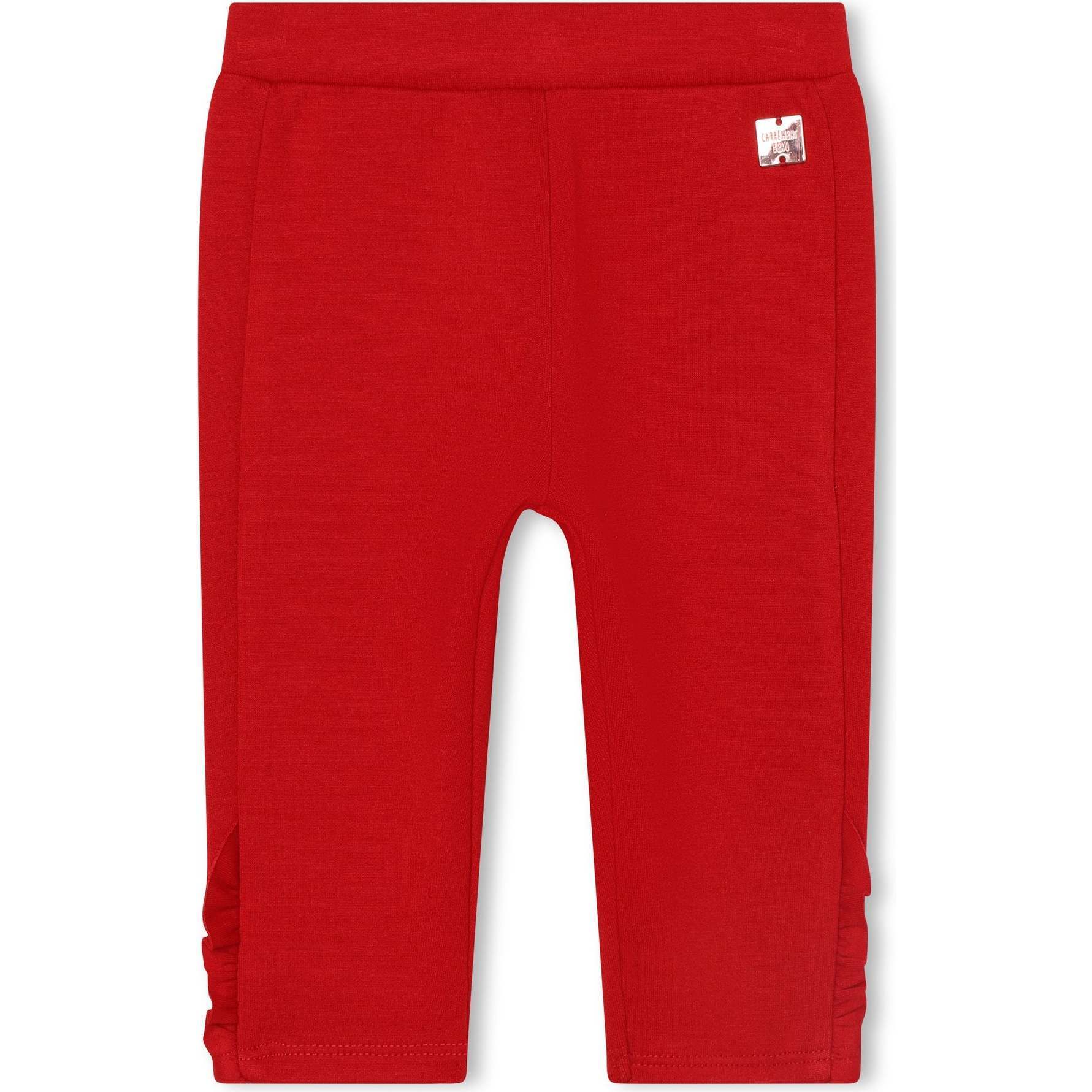 Ruffle Knit Trousers, Red - Pants - 1