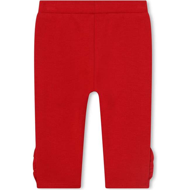 Ruffle Knit Trousers, Red - Pants - 3