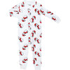 Snowman Zipper Romper, Red - Rompers - 1 - thumbnail
