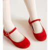 Suede Piped Mary Jane Shoes, Red - Mary Janes - 2