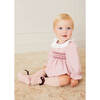 Hand-Smocked Ruffle Collar Romper, Rose Pink - Onesies - 2