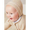 Cable Detail Knitted Bonnet, Cream - Hats - 2