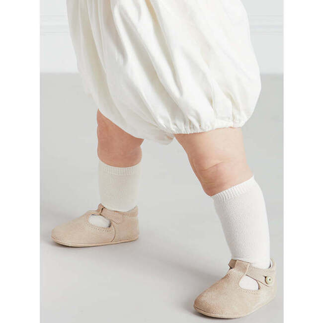 Baby Suede T-Bar Pram Shoes, Beige - Dress Shoes - 2