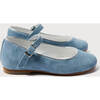 Girls Suede Piped Mary Jane Shoes, Baby Blue - Mary Janes - 4