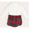 Tartan Peter Pan Collar Shirt & Bloomer Set, Red & White - Mixed Apparel Set - 3