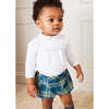 Check Leather Button Bloomers, Blue - Bloomers - 2