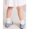 Girls Suede Piped Mary Jane Shoes, Baby Blue - Mary Janes - 6