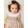 Floral Hand-Smocked Long Sleeve Romper, Pink - Onesies - 3