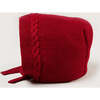 Cable Detail Knitted Bonnet, Red - Hats - 3