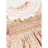 Floral Hand-Smocked Long Sleeve Romper, Pink - Onesies - 4