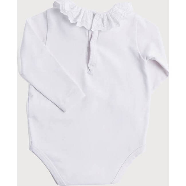 Frill Collar Long Sleeve Bodysuit, White - Onesies - 5