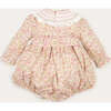 Floral Hand-Smocked Long Sleeve Romper, Pink - Onesies - 5