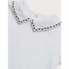 Embroidered Polo Collar Bodysuit, White - Onesies - 4