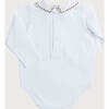 Embroidered Polo Collar Bodysuit, White - Onesies - 5