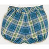 Check Leather Button Bloomers, Blue - Bloomers - 4