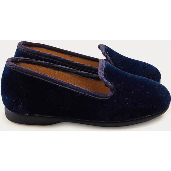 Velvet In-Door Slippers, Navy Pepa London Shoes Maisonette