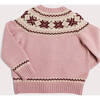 Classic Fair Isle Ribbed Cuff Cardigan, Pink - Cardigans - 5