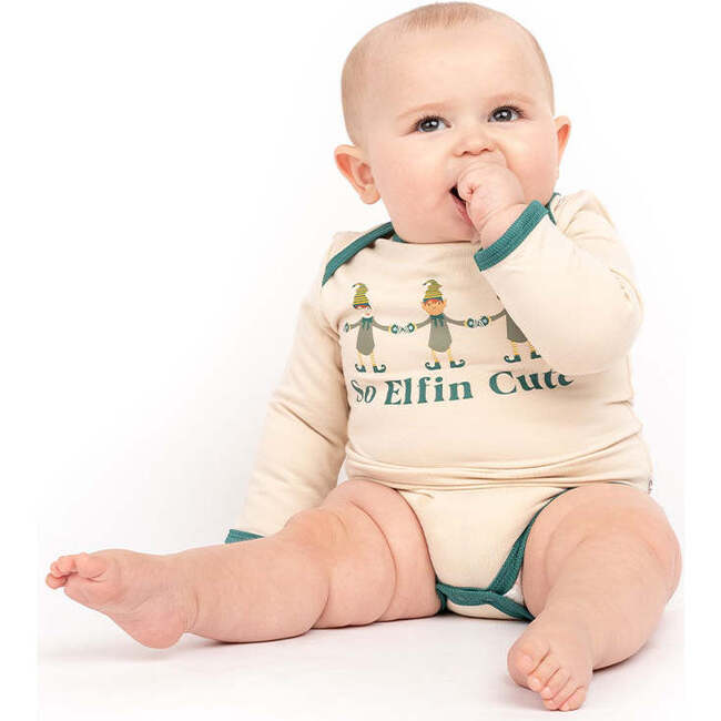 So Elfin Cute Christmas Viscose Bamboo Terry Ringer Baby Onesie - Onesies - 3