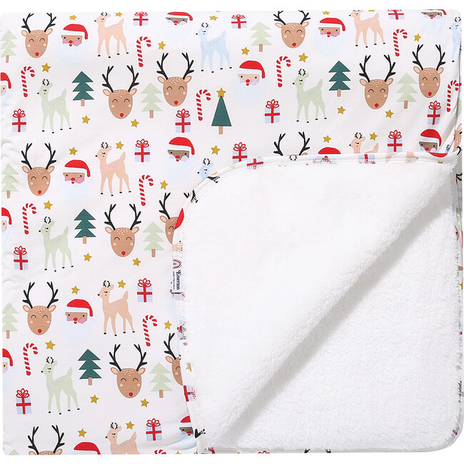 Santa and Friends Small Bamboo and Fleece Throw Blanket