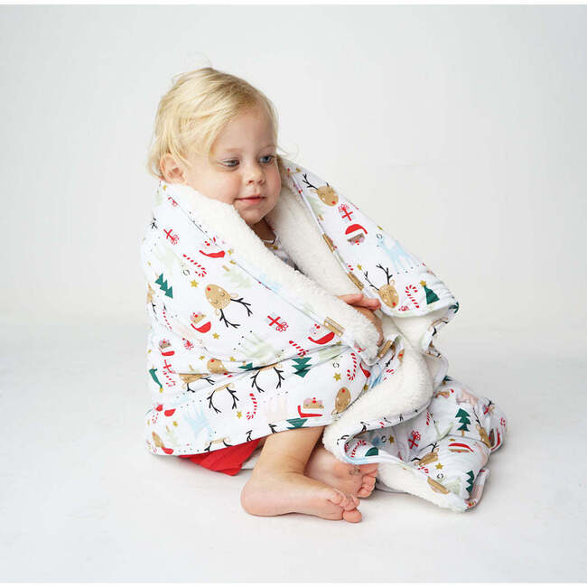 Santa and Friends Small Bamboo and Fleece Throw Blanket - Blankets - 2