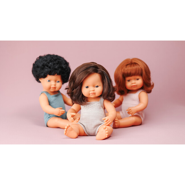 Colourful Edition Collection - Baby Doll Caucasian Brown Hair Girl 15" (grey rompers) - Dolls - 7