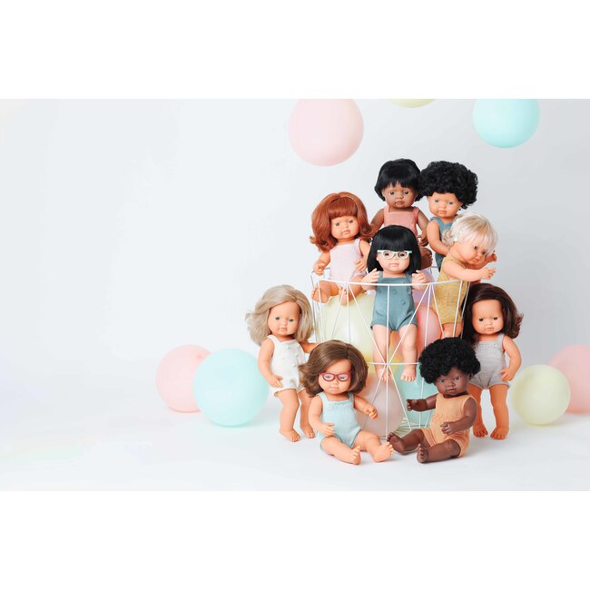 Colourful Edition Collection - Baby Doll Caucasian Brown Hair Girl 15" (grey rompers) - Dolls - 8