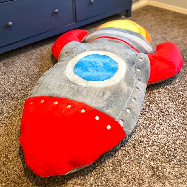 Blast Off Rocket Ship Fluffy Floor Cushion - Playmats - 5