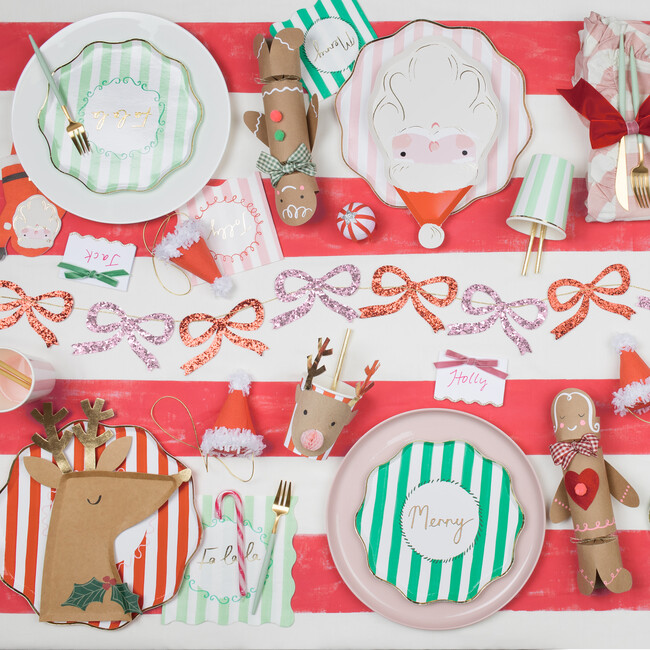 Red & Pink Glitter Bow Garland - Garlands - 2