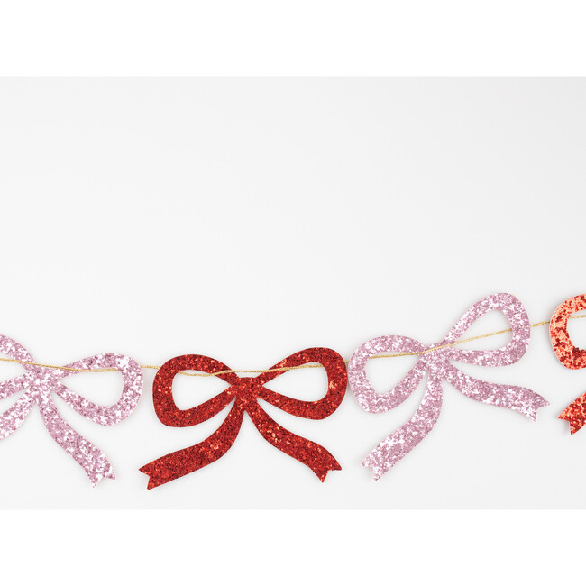 Red & Pink Glitter Bow Garland - Garlands - 4