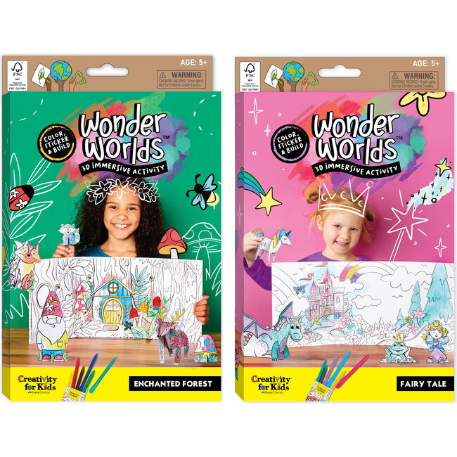 Wonder Worlds 3D Coloring Activity 2 Pack, Fairy Tale and Enchanted Forest