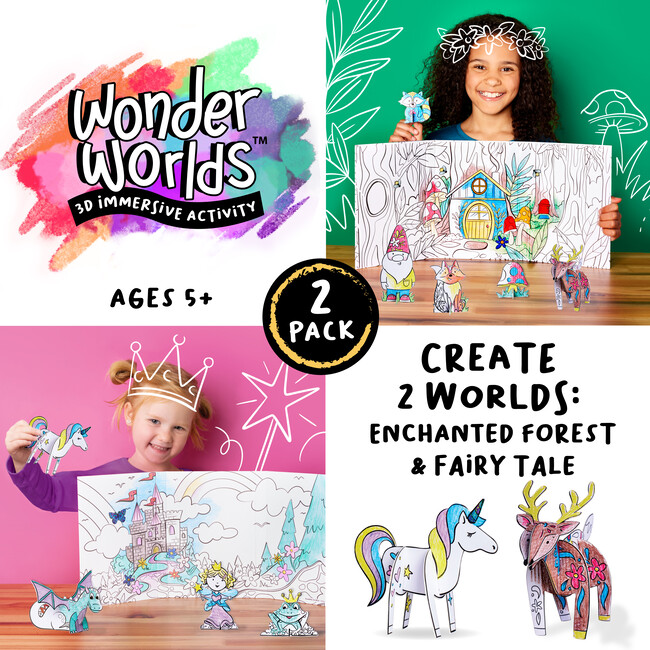 Wonder Worlds 3D Coloring Activity 2 Pack, Fairy Tale and Enchanted Forest - Activities - 2