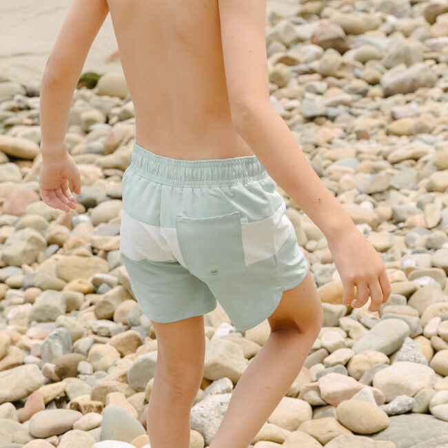 Pistachio And Cream Colorblock Boardie - Swim Trunks - 2