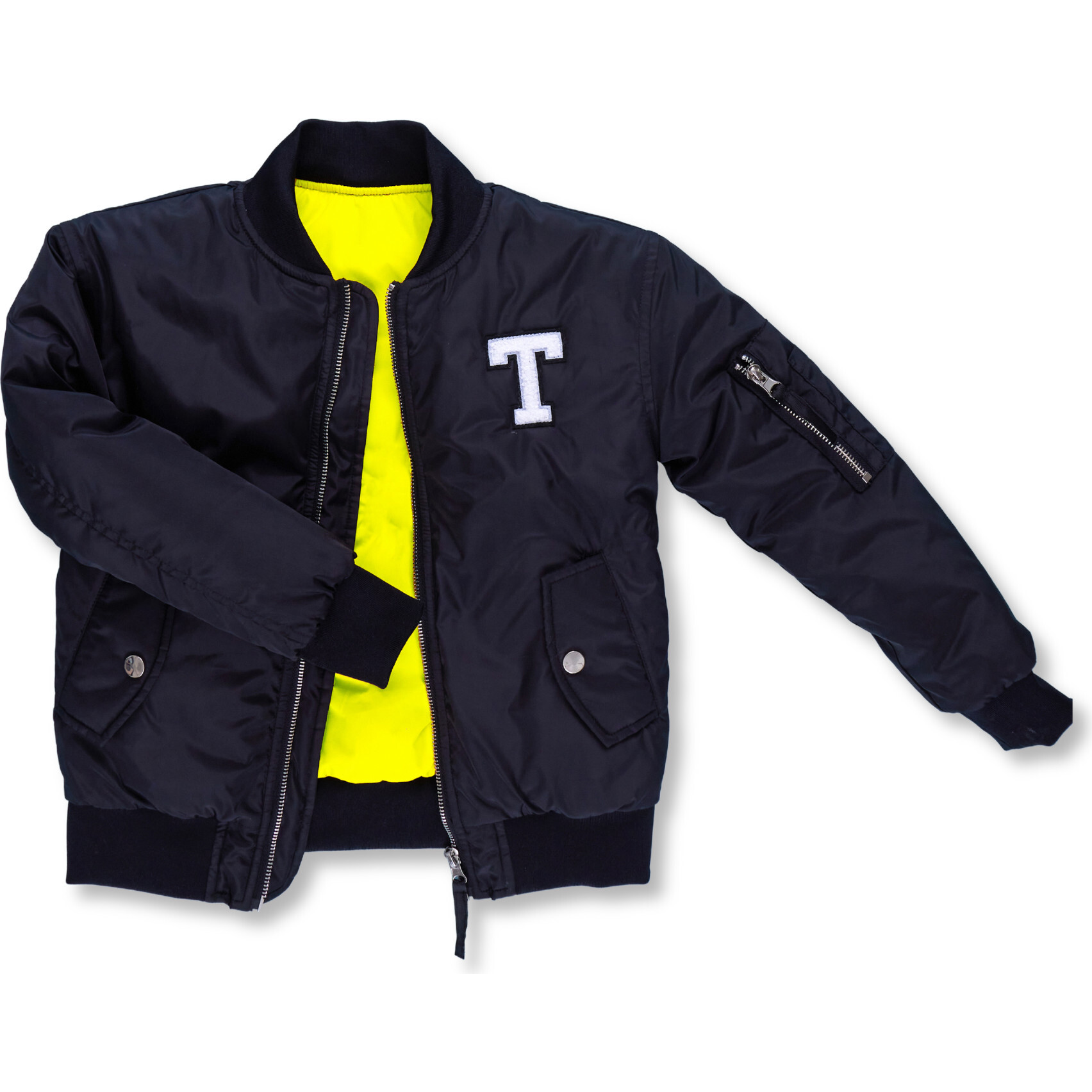 Customizable Bomber Jacket, Black - Puffers & Down Jackets - 1
