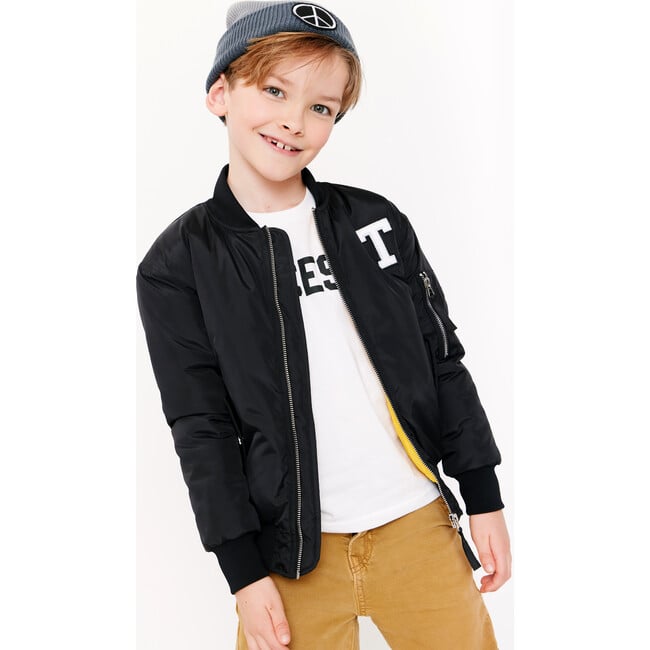 Customizable Bomber Jacket, Black - Puffers & Down Jackets - 3