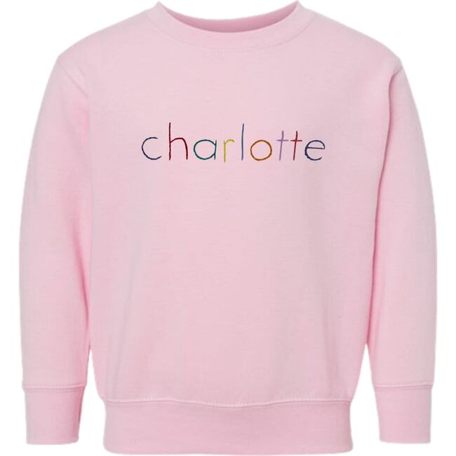Personalized Rainbow Block Print Sweatshirt, Pink