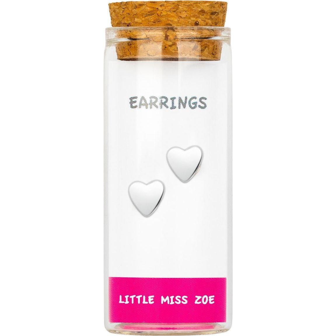 Stud Earrings in a Bottle, Silver Hearts - Earrings - 1