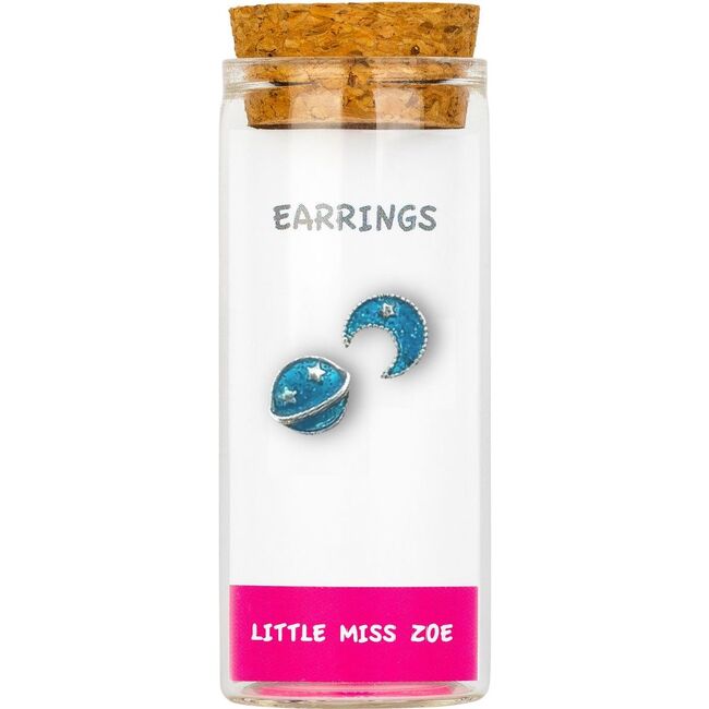 Stud Earrings in a Bottle, Planet & Moon