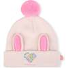 Bunny Heart Knit Beanie, Pink - Hats - 1 - thumbnail