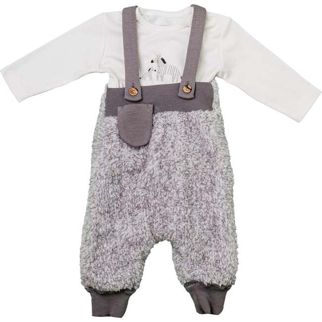 Zebra Welsoft Overalls Outfit, Grey