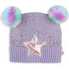 Star Pom Beanie, Purple - Hats - 1 - thumbnail