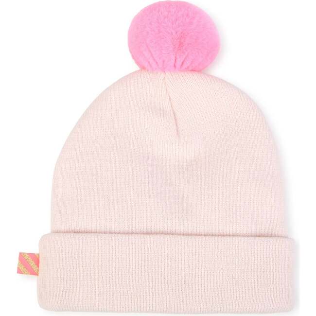 Bunny Heart Knit Beanie, Pink - Hats - 3