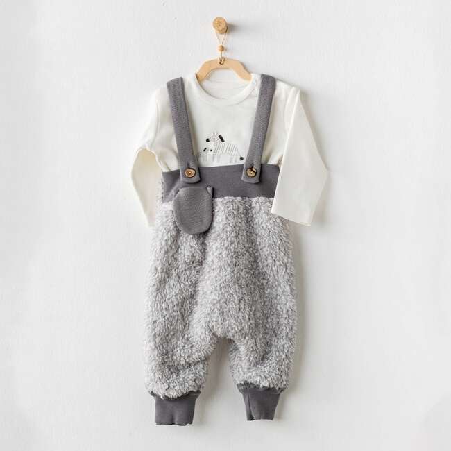 Zebra Welsoft Overalls Outfit, Grey - Mixed Apparel Set - 2