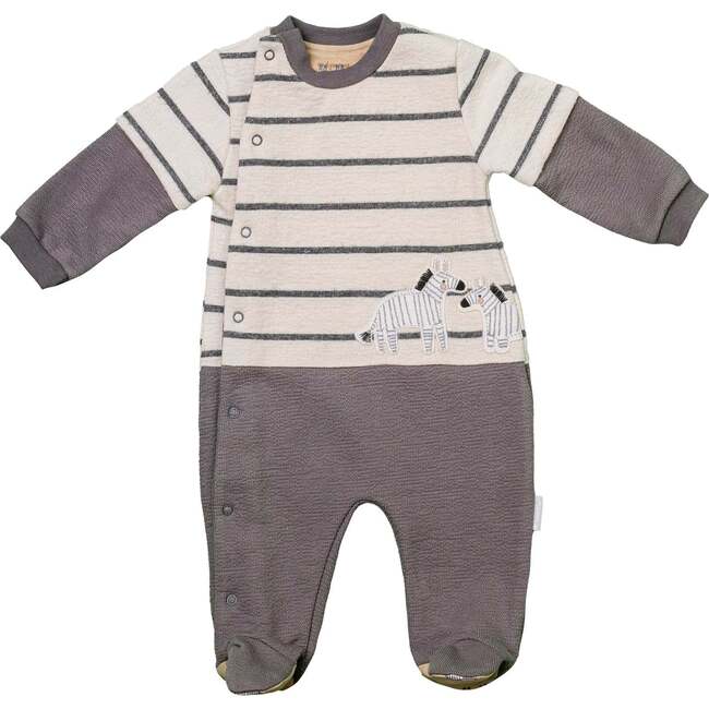 Zebra Striped Babysuit, Grey