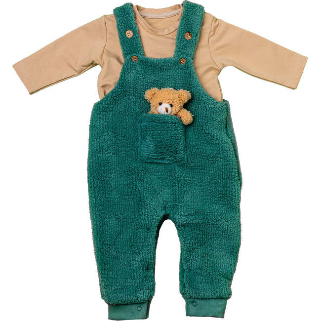 Teddy Welsoft Overalls Outfit, Green