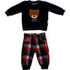 Teddy Graphic Plaid Outfit, Navy - Mixed Apparel Set - 1 - thumbnail