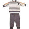 Striped Pocket Outfit, Beige - Mixed Apparel Set - 1 - thumbnail