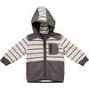 Striped Zip Up Hoodie, Grey - Sweatshirts - 1 - thumbnail