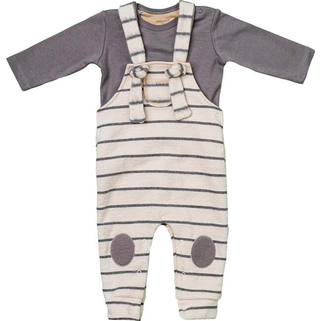 Striped Overalls Outfit, Beige