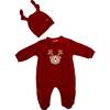Reindeer Embroidered Babysuit & Hat, Red - Bodysuits - 1 - thumbnail